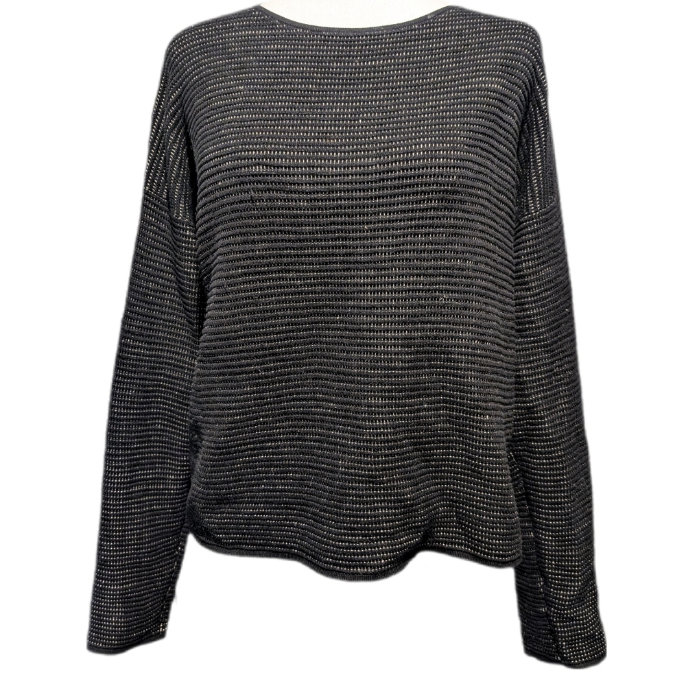 Size S Eileen Fisher Silk Cotton Blend Longsleeve Boxy Cropped Pullover
